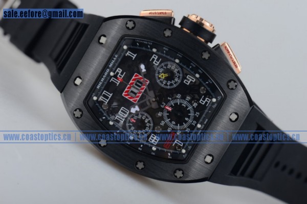 1:1 Replica Richard Mille RM 011 Felipe Massa Chrono Watch PVD/Rose Gold Skeleton Dial RM 011